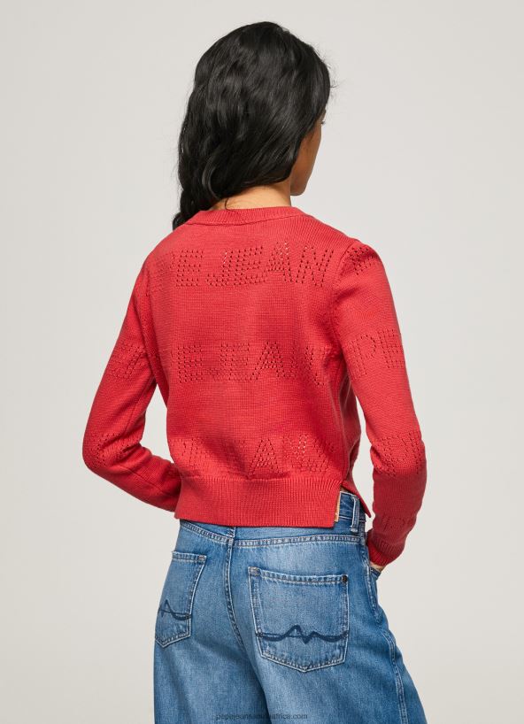 Studio Red Cotton Jersey With Openwork Details Pepe Jeans L20F2F259 Women - Image 4