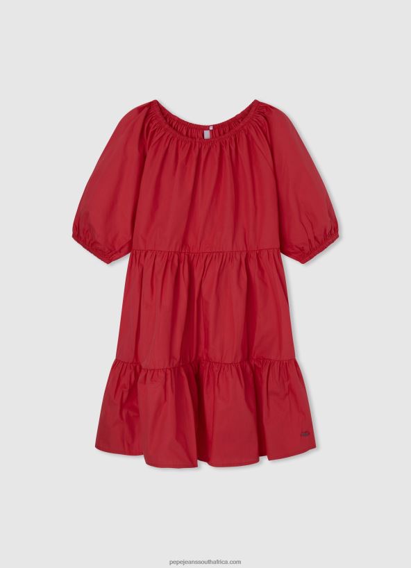 studio_red_cotton_poplin_dress_pepe_jeans_l20f2f1376_girl.jpg Studio Red Cotton Poplin Dress Pepe Jeans L20F2F1376 Girl - Image 1