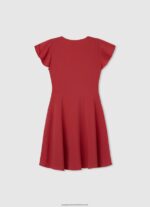 Studio Red Crepe Dress With Crossed Neckline Pepe Jeans L20F2F1374 Girl - Image 2