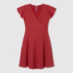 Studio Red Crepe Dress With Crossed Neckline Pepe Jeans L20F2F1374 Girl
