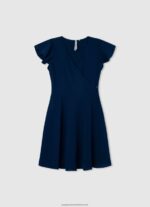 Studio Red Crepe Dress With Crossed Neckline Pepe Jeans L20F2F1374 Girl - Image 3