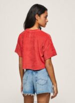 Studio Red Cropped Fit Velvet T-Shirt Pepe Jeans L20F2F460 Women - Image 4