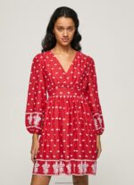 Studio Red Dress With Embroidered Details Pepe Jeans L20F2F216 Women - Image 2