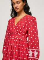 Studio Red Dress With Embroidered Details Pepe Jeans L20F2F216 Women - Image 3