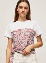 Studio Red Floral Printed Cotton T-Shirt Pepe Jeans L20F2F380 Women