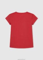 Studio Red Glitter Logo T-Shirt Pepe Jeans L20F2F1469 Girl - Image 2