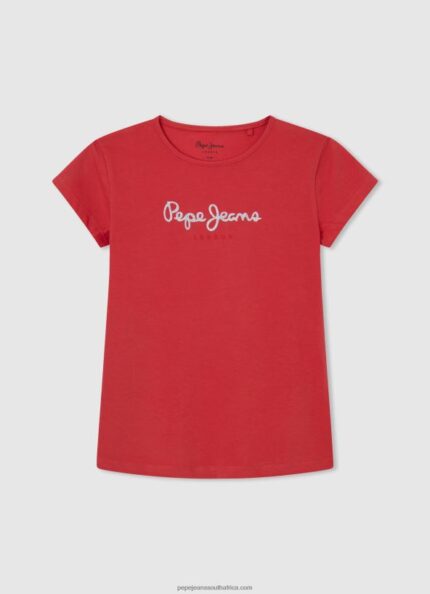 Studio Red Glitter Logo T-Shirt Pepe Jeans L20F2F1469 Girl