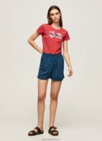 Studio Red Logo Print Lycra T-Shirt Pepe Jeans L20F2F384 Women - Image 2