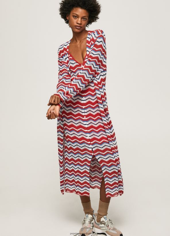 Studio Red Long Cardigan With Zig-Zag Print Pepe Jeans L20F2F225 Women - Image 3