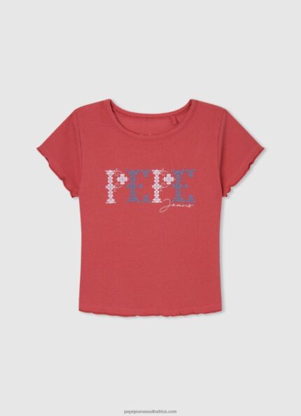 Studio Red Ribbed Cotton Shirt Pepe Jeans L20F2F1420 Girl