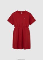 Studio Red Rounded Collar Mini Dress Pepe Jeans L20F2F1390 Girl