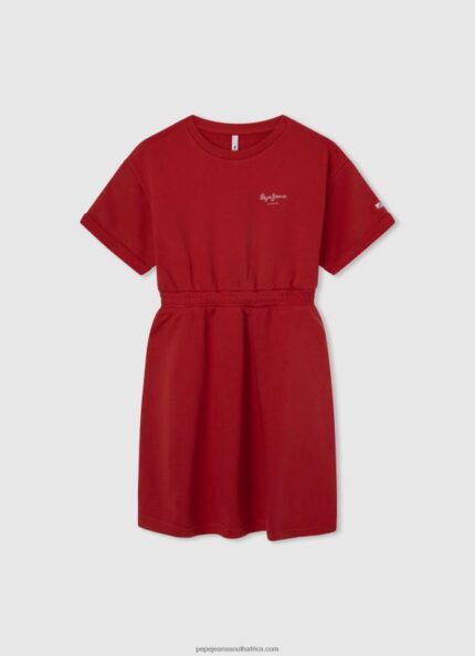 Studio Red Rounded Collar Mini Dress Pepe Jeans L20F2F1390 Girl