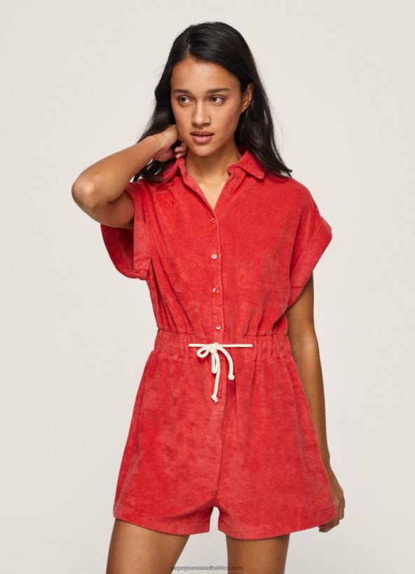 studio_red_short_velvet_jumpsuit_pepe_jeans_l20f2f210_women.jpg Studio Red Short Velvet Jumpsuit Pepe Jeans L20F2F210 Women - Image 1