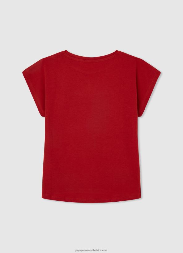 Studio Red Strass Logo Cotton T-Shirt Pepe Jeans L20F2F1450 Girl - Image 2
