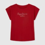 Studio Red Strass Logo Cotton T-Shirt Pepe Jeans L20F2F1450 Girl
