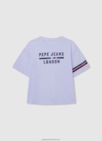 Studio Red Strass Logo Cotton T-Shirt Pepe Jeans L20F2F1450 Girl - Image 3