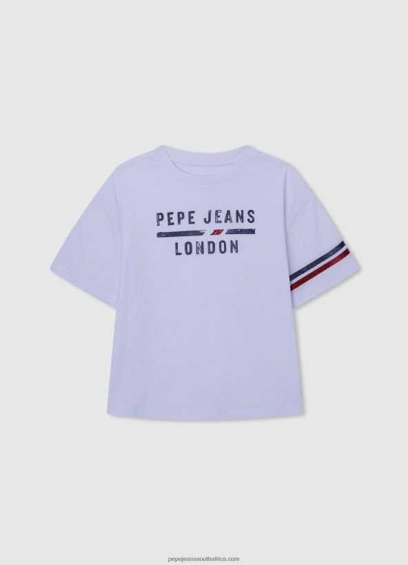 Studio Red Strass Logo Cotton T-Shirt Pepe Jeans L20F2F1450 Girl - Image 3