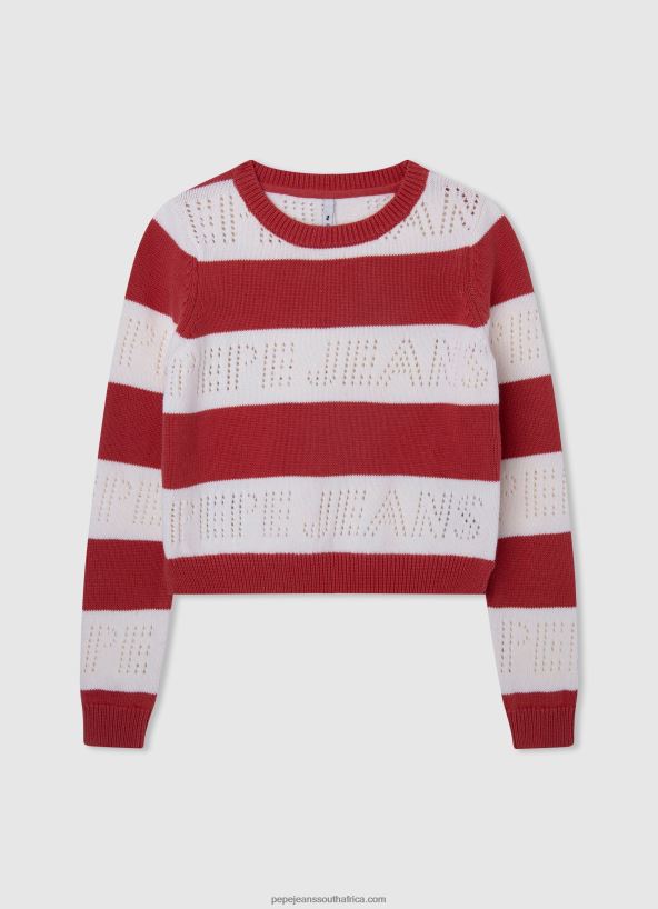 studio_red_striped_print_cotton_jersey_pepe_jeans_l20f2f1402_girl.jpg Studio Red Striped Print Cotton Jersey Pepe Jeans L20F2F1402 Girl - Image 1