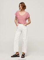 Studio Red Striped Print T-Shirt Pepe Jeans L20F2F446 Women - Image 2