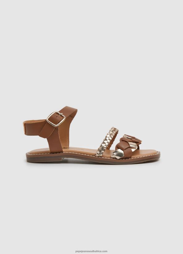 tan_irma_braided_leather_sandals_pepe_jeans_l20f2f1337_girl.jpg Tan Irma Braided Leather Sandals Pepe Jeans L20F2F1337 Girl - Image 1