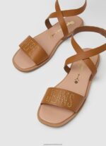 Tan Irma Log Flat Leather Sandals Pepe Jeans L20F2F660 Women - Image 3