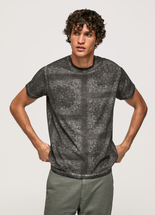 washed_black_bandana_print_cotton_t_shirt_pepe_jeans_l20f2f937_men.jpg Washed Black Bandana Print Cotton T-Shirt Pepe Jeans L20F2F937 Men - Image 1