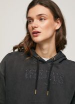 Washed Black Cotton Hoodie Pepe Jeans L20F2F281 Women - Image 2