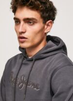Washed Black Cotton Hoodie Pepe Jeans L20F2F875 Men