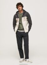 Washed Black Cotton Zipper Jumper Pepe Jeans L20F2F892 Men