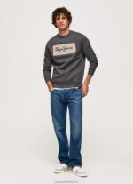 Washed Black Embroidered Logo Cotton Jumper Pepe Jeans L20F2F872 Men - Image 2