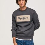 Washed Black Embroidered Logo Cotton Jumper Pepe Jeans L20F2F872 Men