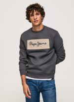 Washed Black Embroidered Logo Cotton Jumper Pepe Jeans L20F2F872 Men