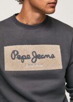 Washed Black Embroidered Logo Cotton Jumper Pepe Jeans L20F2F872 Men - Image 3