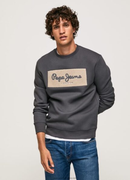 Washed Black Embroidered Logo Cotton Jumper Pepe Jeans L20F2F872 Men