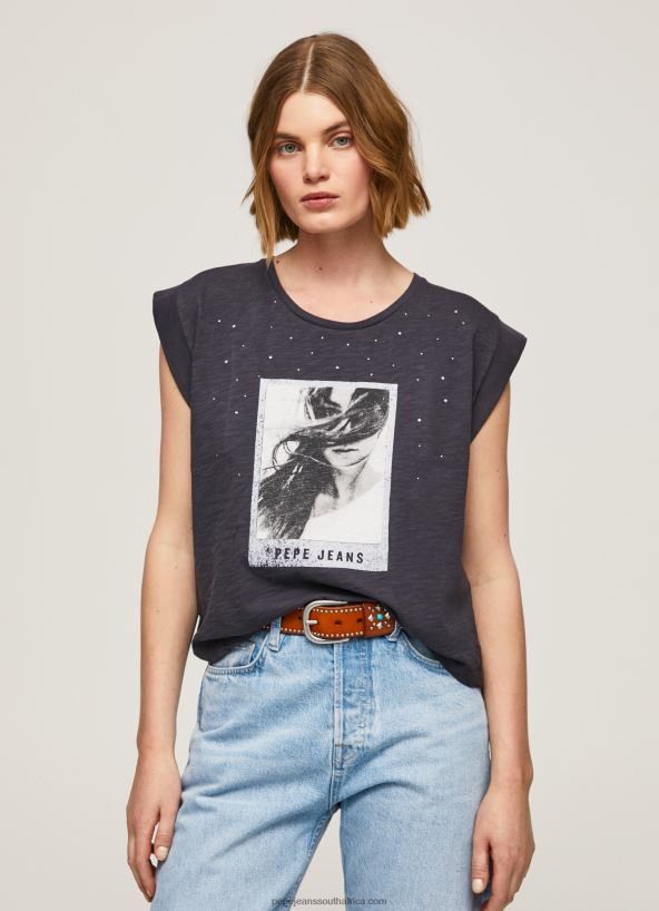 washed_black_photo_print_t_shirt_pepe_jeans_l20f2f388_women.jpg Washed Black Photo Print T-Shirt Pepe Jeans L20F2F388 Women - Image 1