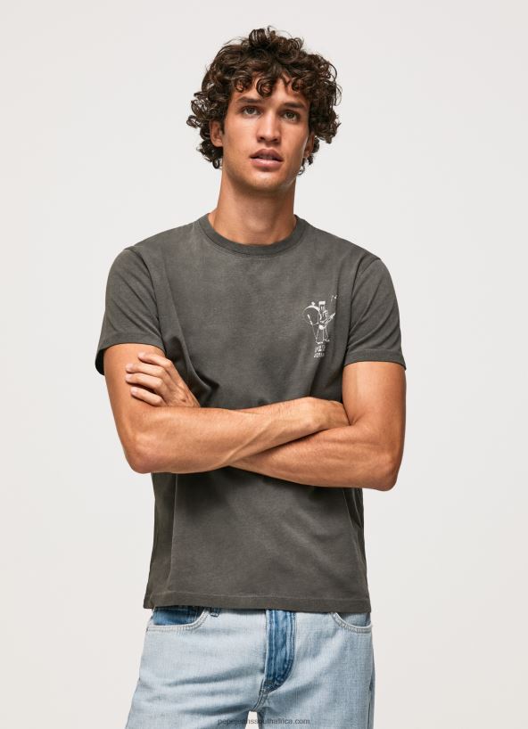 Washed Black Washed And Dyed Cotton T-Shirt Pepe Jeans L20F2F941 Men - Image 4