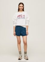 White 1973 Logo Plush Sweatshirt Pepe Jeans L20F2F280 Women