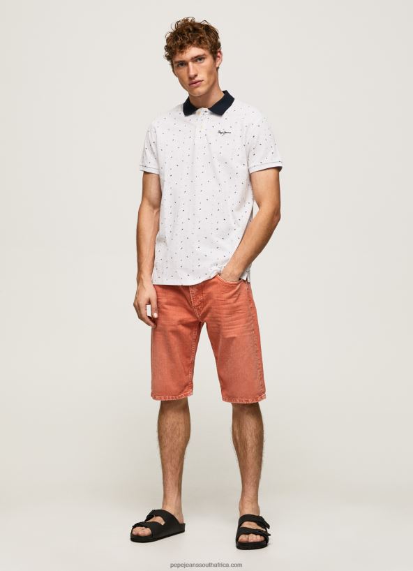 White All-Over Print Pique Polo Shirt Pepe Jeans L20F2F1094 Men - Image 2