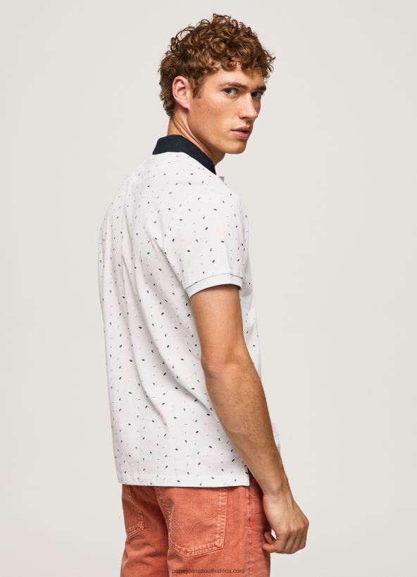 White All-Over Print Pique Polo Shirt Pepe Jeans L20F2F1094 Men - Image 4
