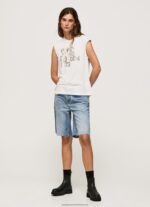White Armhole Sleeves Logo T-Shirt Pepe Jeans L20F2F418 Women - Image 2