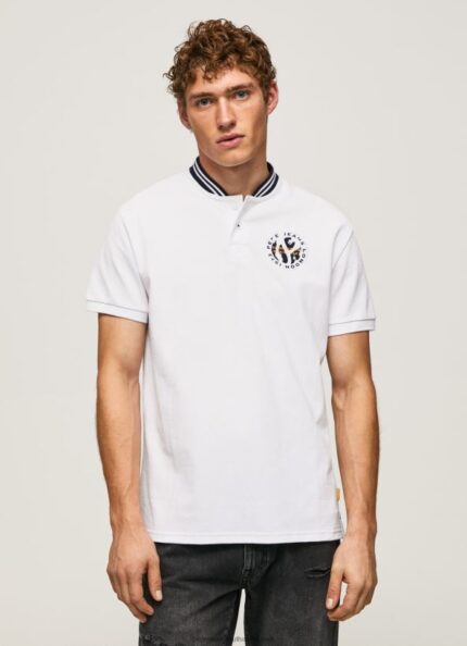 White Baseball Collar Pique Polo Shirt Pepe Jeans L20F2F1087 Men