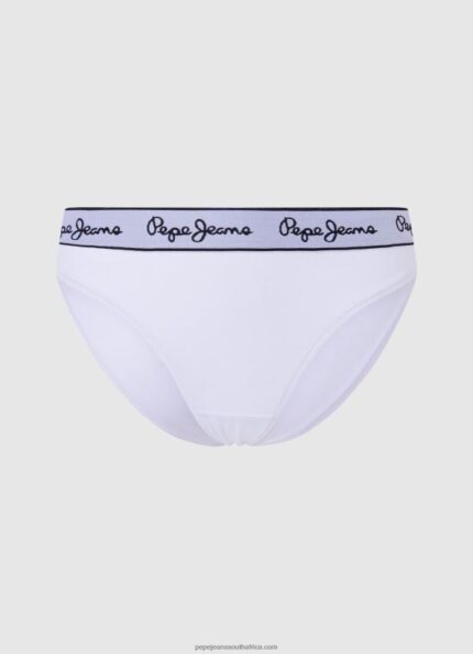White Classic Panty With Printed Logo Pepe Jeans L20F2F542 Women