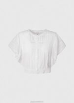 White Cotton Blouse With Openwork Details Pepe Jeans L20F2F344 Women - Image 5