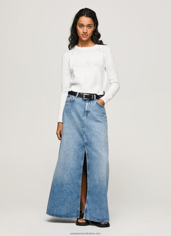 White Cotton Jersey With Openwork Details Pepe Jeans L20F2F260 Women - Image 2
