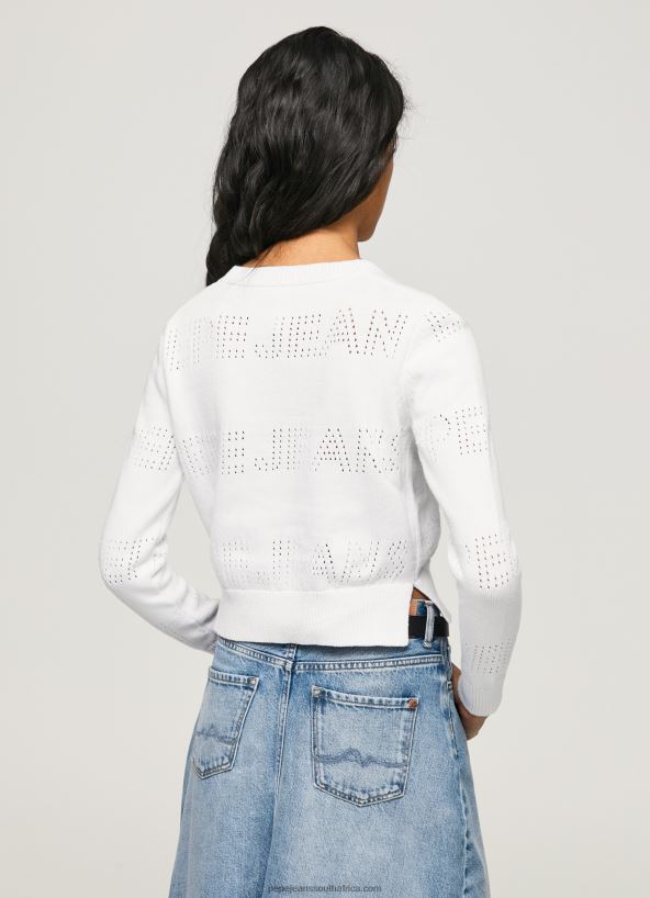 White Cotton Jersey With Openwork Details Pepe Jeans L20F2F260 Women - Image 4