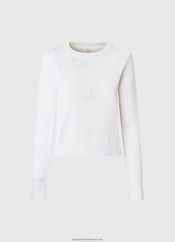 White Cotton Jersey With Openwork Details Pepe Jeans L20F2F260 Women - Image 5