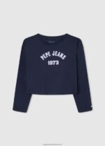 White Cotton Off-Shoulder T-Shirt Pepe Jeans L20F2F1440 Girl - Image 5