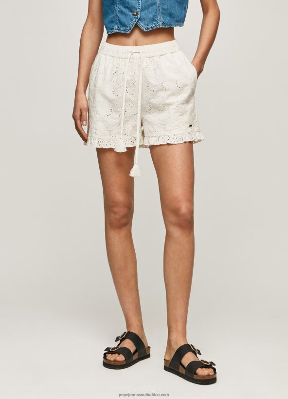 White Cotton Shorts With Openwork Details Pepe Jeans L20F2F534 Women - Image 2