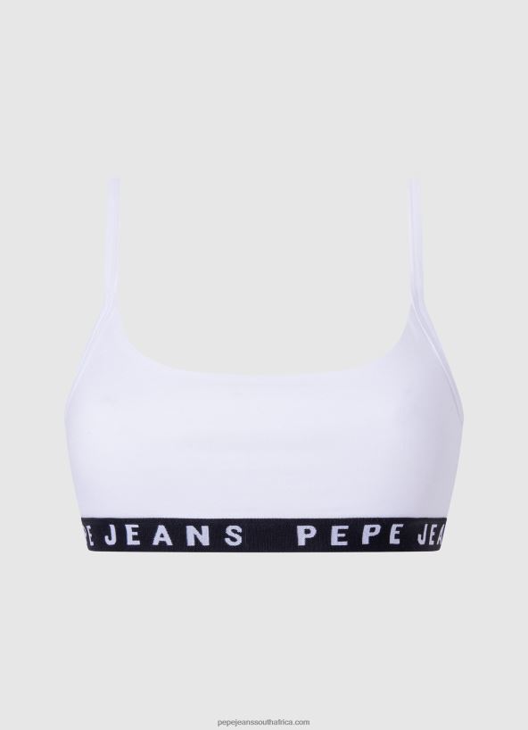 white_cotton_sports_bra_pepe_jeans_l20f2f536_women.jpg White Cotton Sports Bra Pepe Jeans L20F2F536 Women - Image 1