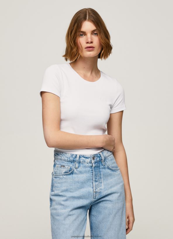 white_cotton_t_shirt_with_logo_pepe_jeans_l20f2f404_women.jpg White Cotton T-Shirt With Logo Pepe Jeans L20F2F404 Women - Image 1